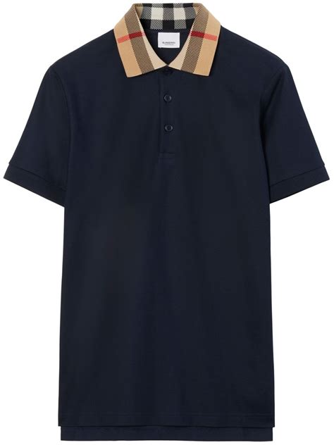 burberry checkered collar polo|Check Collar Cotton Polo Shirt in Kingfisher .